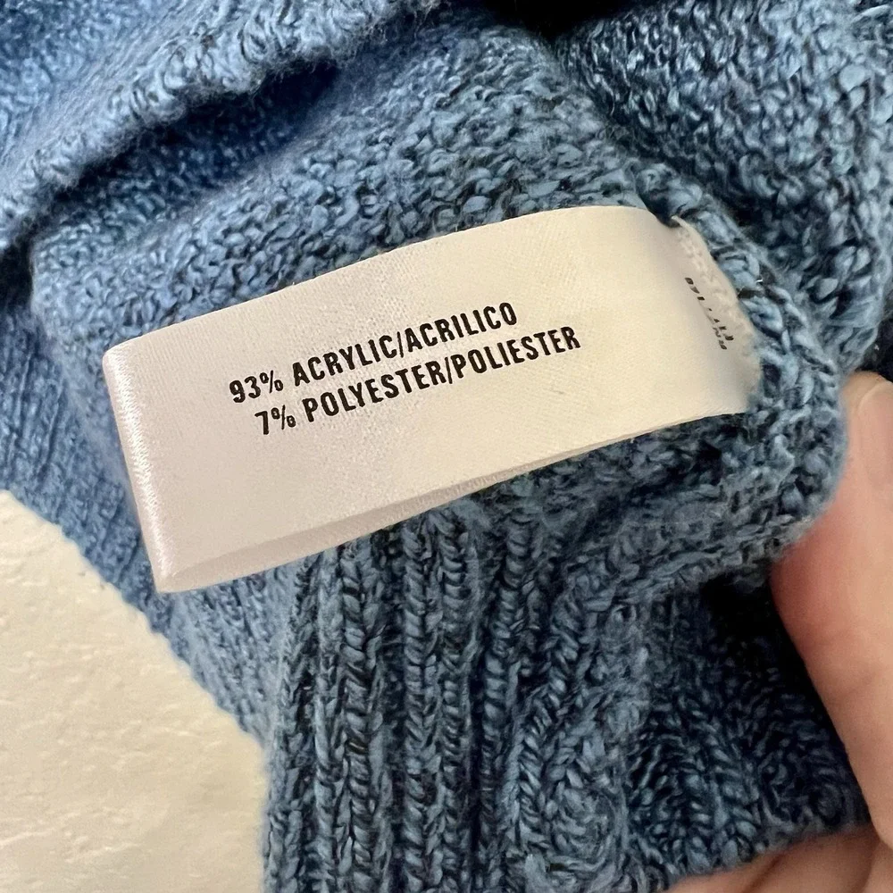 CAROLYN‎ TAYLOR Woman 1X Blue Textured Knit Quarter Zip Mock Neck Sweater - Picture 5 of 6